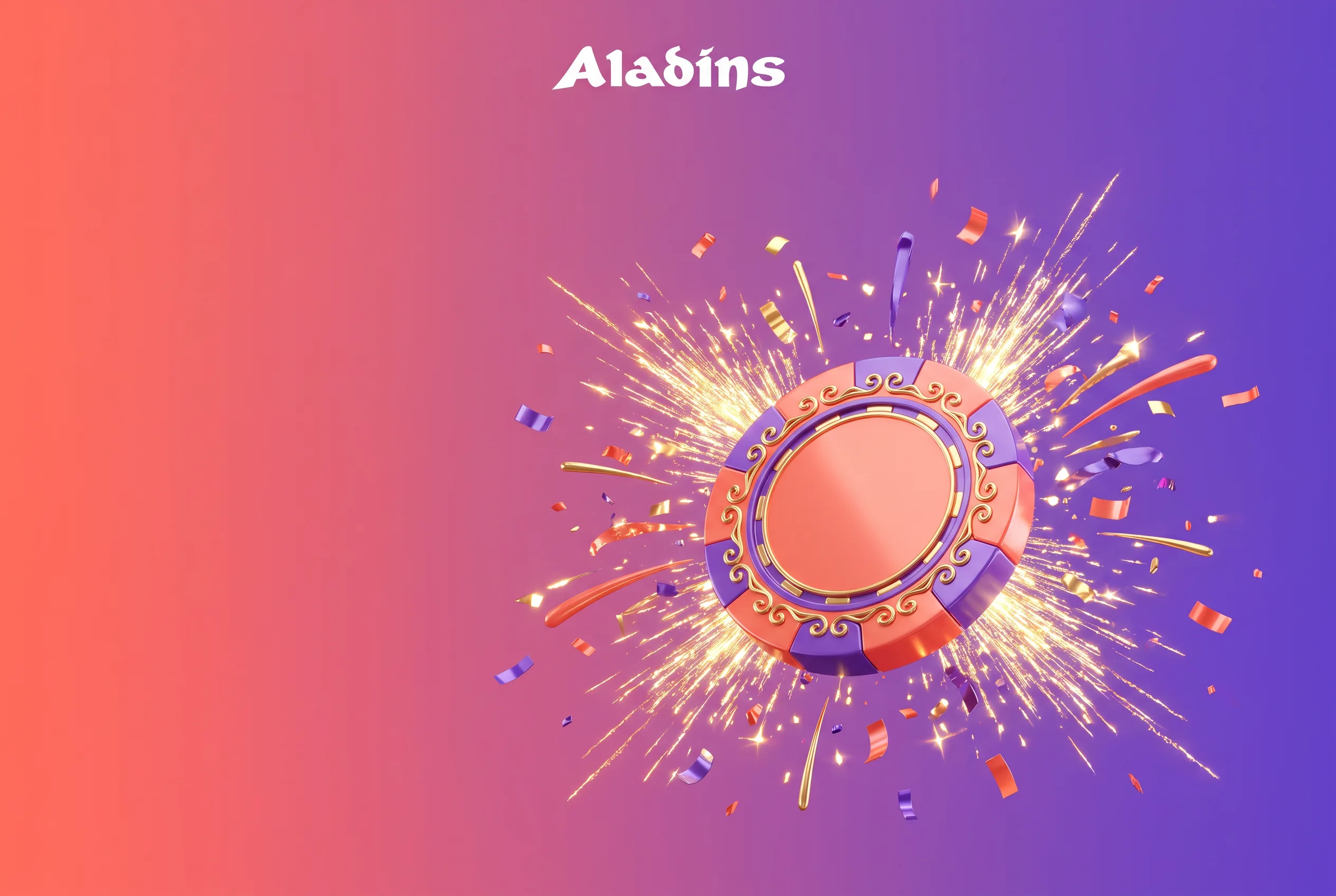 Aladins sveiciena bonusa ilustrācija ar zelta žetonu